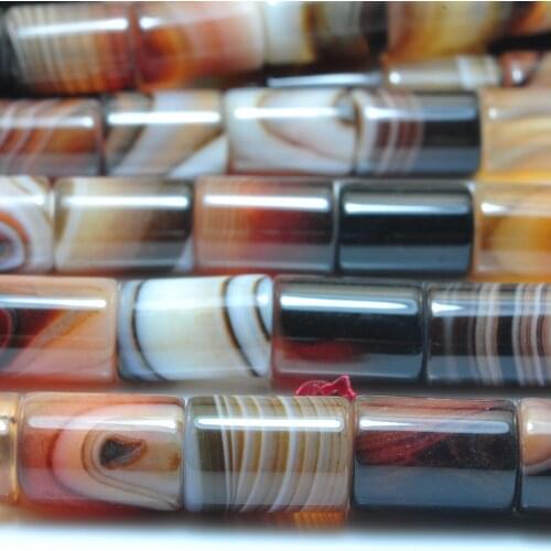 Natural Brown Banded Agate Smooth Tube Loose Beads Wholesale Gemstone Semi Precious Stone Bracelet Necklace Jewelry Making 15