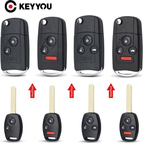KEYYOU Free Shipping 2/3/4 Button Folding Modified Car Key Shell Case Housing Case For HONDA Accord Civic CRV Pilot Fit keys Kit