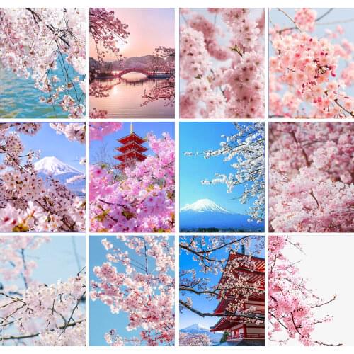 5D DIY Diamond Painting Full Flower Cherry Blossoms Diamond Mosaic Stitch Interior Paintings Art Picture Handicraft Home Decor