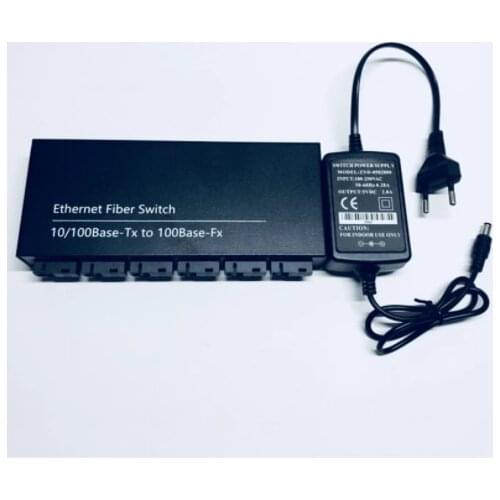 10/100M Fast Ethernet switch Converter 25KM Ethernet Fiber Optical Media Converter Single Mode 2*RJ45 & 6*SC fast fiber Switch