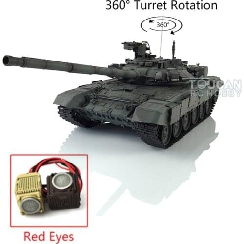 1/16 Heng Long RC Tank Green 7.0 T90 RTR 3938 360° Turret Metal Wheels Red Eyes TH17886-SMT4