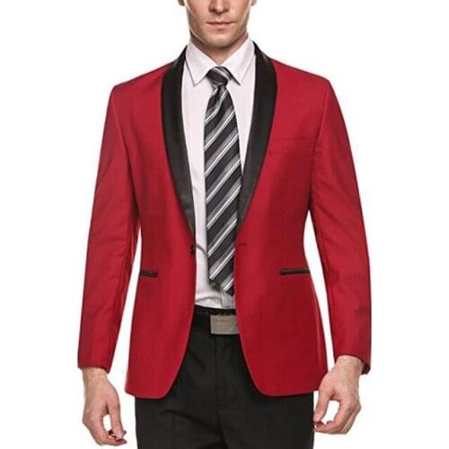 Hot Recommend One Button Red Groom Tuxedos Groomsmen Shawl Lapel Mens Suits Blazers (Jacket+Pants+Tie) W:869