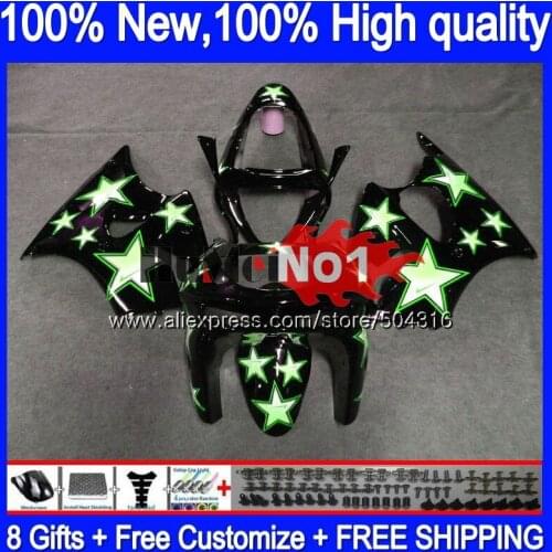Body For KAWASAKI ZX-6R ZX-636 ZX600 600CC ZX6R 98 99 82MC.60 Green stars ZX636 ZX600CC ZX 636 6 R 600 CC 6R 1998 1999 Fairing
