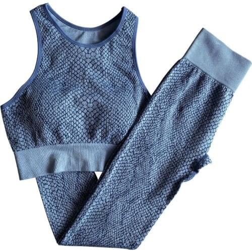 Yoga Suits Snake Print Seamless Legging Fitness Sets Sports Bra High Waist Pants Gym Wear Outfit Running Clothing Set