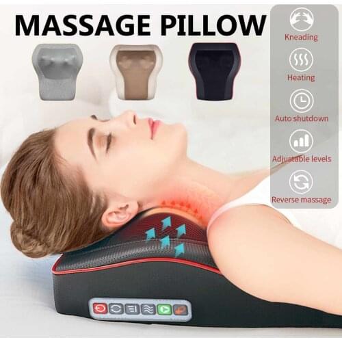 Massage Pillow with Car Home Duel Use Easy Carry Neck Back Shoulder Waist Body Massager Gift Relief Pain EU plugs
