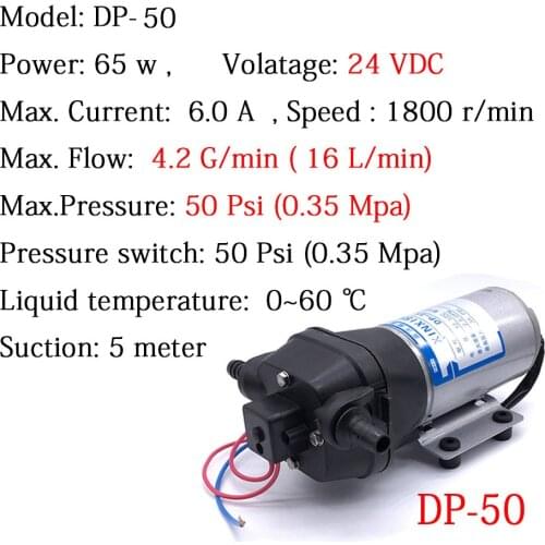 CE Approved Micro Diaphragm Vacuum Water Pump DP-50 DC 24V 16L/min capacity Car Flushing Household Heater Marine Boat CE Passed