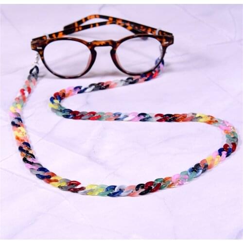 Fashion Acrylic Glasses Chain for Women Anti Slip Reading Eyewears Ribbon Clip Sunglasses Straps Mask Holder Neck Strap Lanyard