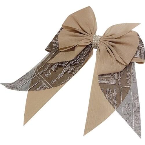 RZ139 Fashion simple personality trendy hairpin pearl gauze bow spring clip Design Hair Accessories