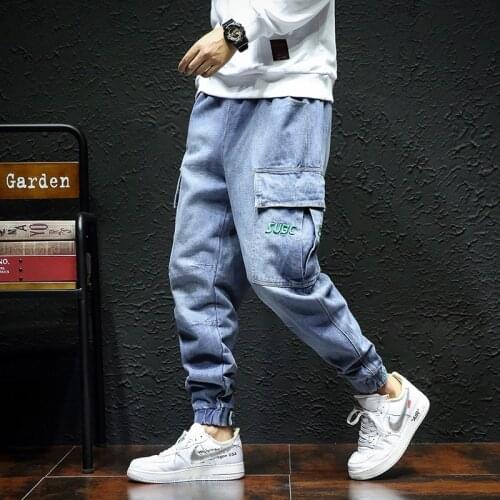 2021 Men Joggers Cargo Denim Pants Baggy Harem Japanese Streetwear Styke Male Ankle Harajuku Casual Hip Hop Jeans Trousers 5XL