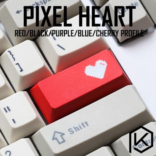 Novelty cherry profile dip dye sculpture pbt keycap for mechanical keyboard laser etched legend pixel heart enter black red blue