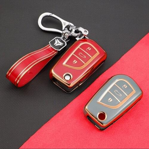 New TPU Car Key Cover Case for Toyota Auris Corolla Avensis Verso Yaris Aygo Scion TC IM 2015 2016 Camry RAV4 Flip Blade Key