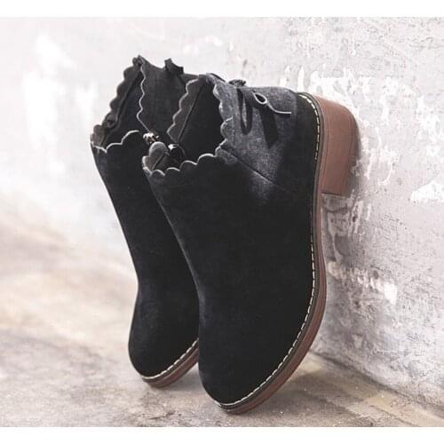 New Martin Boots Autumn Winter Boots Ladies Ankle Boots Heels Shoes Woman Suede Leather Boots casual Outdoor Boots