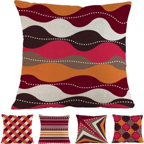 New Geometric Abstract Pattern Red And Black Colorful graphics Linen Throw Pillow Case Sofa Room Chair Decorative Cushion Cover