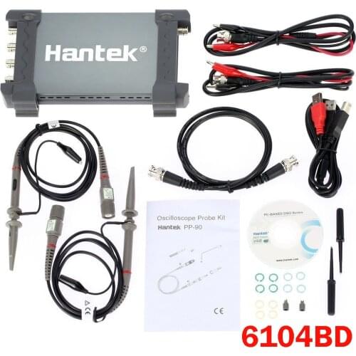 Hantek 6104BD 4CH USB PC Digital Handheld Oscilloscopes 100MHz Oscillograph 1GSa/s Real-time Sampling Rate 64K Promotion