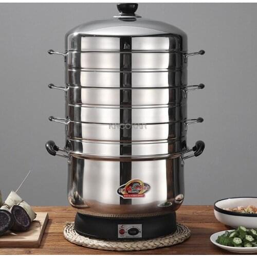 4 Layers Stainless Steel Electric Steamer Multifunction Food Steamer Pot Energy Saving Electric Hot Pot Food Warmer Rice Steamer