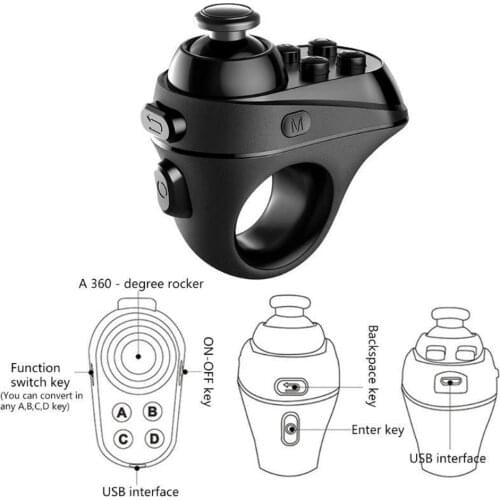LumiParty R1 Mini Ring Bluetooth4.0 Rechargeable Wireless VR Remote Game Controller Joystick Gamepad for Android 3D Glasses r57