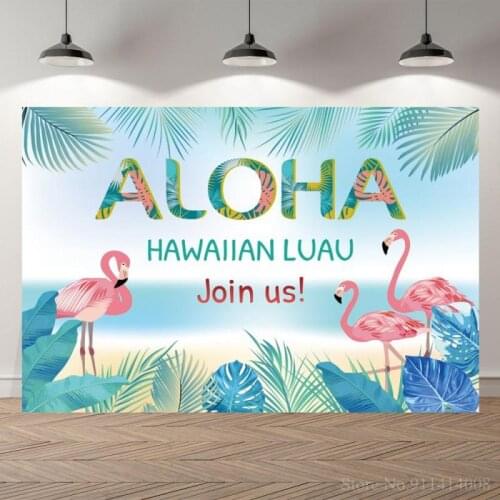 Luau Aloha Party Backdrops Summer Sea Beach Palms Tree Flamingo Baby Birthday Photography Backgrounds For Photo Studio
