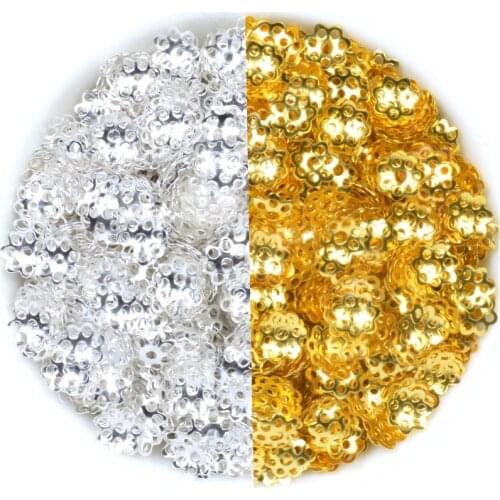 Approx 300pcs(6~16mm) Gold Silver Color Alloy Beads Caps,End Caps,Cord Caps,Tassel Charms For jewelry Making DIY Accessories