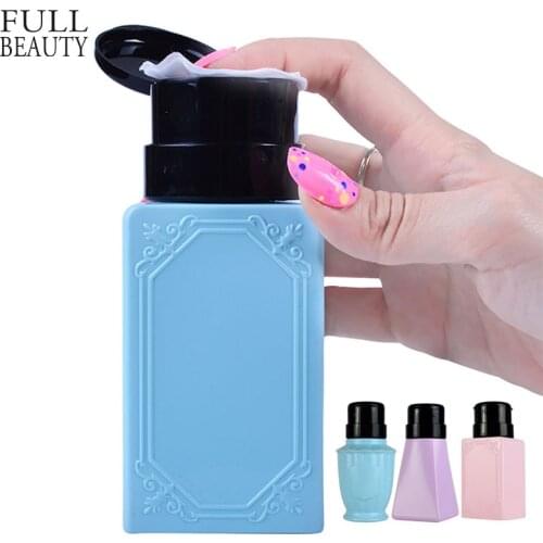 Full Beauty 200ml 3 Type Empty Pump Dispenser Nail Tools Bottle for Liquid Alcohol Remover Cleaner Refillable Container CH178