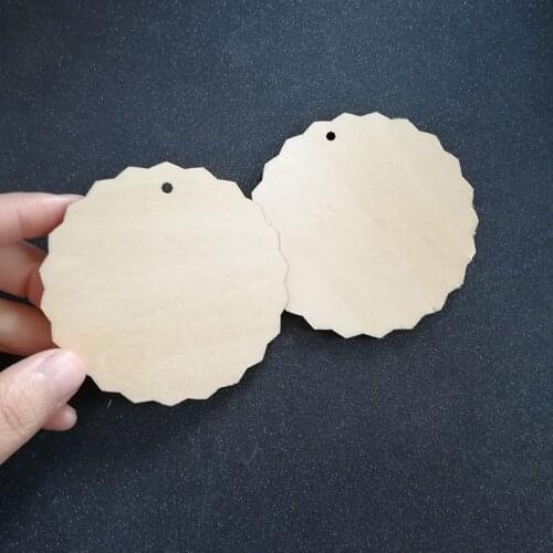30pcs/lot) Blank Unfinished large Circle Wood Disk Cutouts Wavy Round Wooden Disc with Hole String, Creative Wedding DIY Crafts