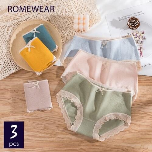 ROMEWEAR Seamless Panties For Women Girls Cotton Lace Briefs Female Underwear Sexy Lingerie Soft Bodysuit New Fashion Fabric