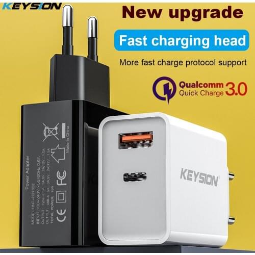 KEYSION PD Charger 18W Dual USB Quick Charge 3.0 Charger For iPhone Samsung Xiaomi QC 3.0 Cargador Mobile Phone Charger Adapter