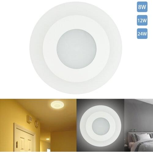 DONWEI Indoor Decor 8W 12W 24W LED Ceiling Light Panel Lights Simple Round Acrylic Wall Lights for Bedroom Living room Corridor