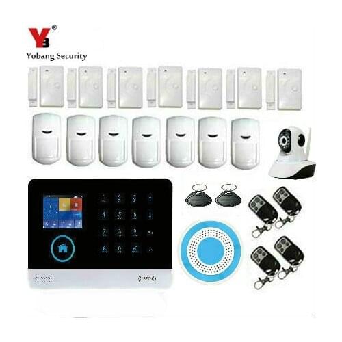 Yobang Security Wireless SIM GSM Home RFID Burglar Security LCD Touch Keyboard WIFI GSM Alarm System Sensor kit