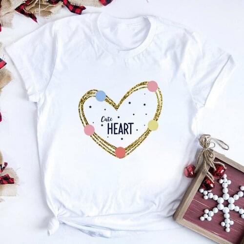 Summer Cute Love Graphic Printed T-shirt Women Fashion 90s Kawaii Short Sleeve Lady Clothes Tops Tees Print O-neck Female Tshirt