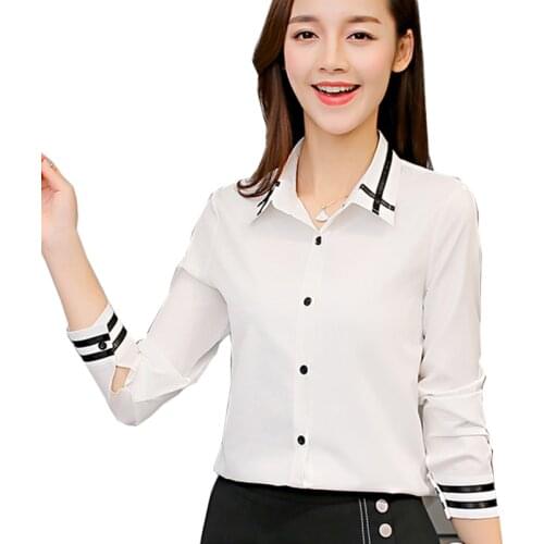 Shirt Chiffon Women Blouse Business 2019 New Casual Womens brand Long Sleeved Shirts Slim Female Excellent Quality large