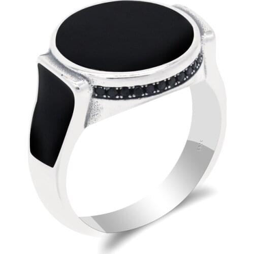 Turkish Women Ring Real Pure 925 Sterling Silver Black Enamel Thai Silver Ring For Women Classic Style High Quality Fine Jewelry