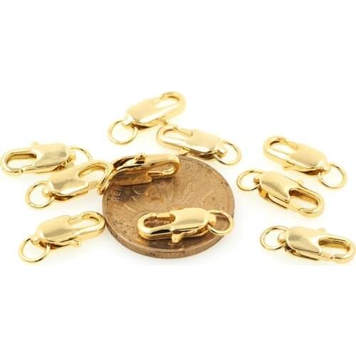 10PCS Brass Gold Lobster Clasp Hooks For End Connector Charms For Necklace Bracelet Jewelry Findings