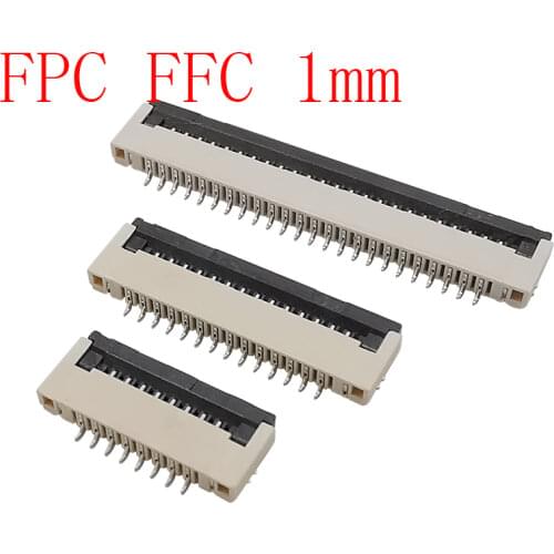 10Pcs/lot FPC FFC 1mm Pitch Under Clamshell Flat Cable Socket Connector 4P 6P 8P 10P 12P 14P 16P 18P 20P 24P 26P 30Pin