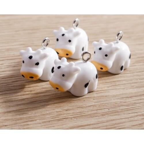 10pcs 20*15mm Cartoon Milk Cow Charms for Jewelry Making Animal Resin Charms for Necklaces Earrings Pendants Crafts Accessories