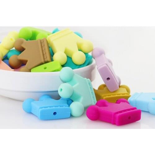 10pcs Silicone Beads Baby Teether Teething Crown Beads For BPA Food Grade DIY Pacifier Chain Pendant Accessories Baby teethers