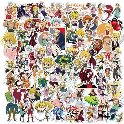 100PCS The Seven Deadly Sins Sticker For DIY Laptop Snowboard Bicycle Skateboard PS4 Guitar Children Cartoon Anime Stickers
