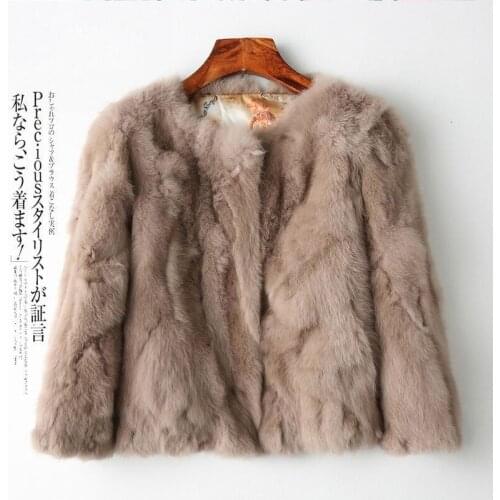 2021 High Quality Real Rabbit Fur Coat Fashion Genuine Rabbit Fur Overcoats Elegant Women Winter Outwear Rabbit Fur Jacket Y905