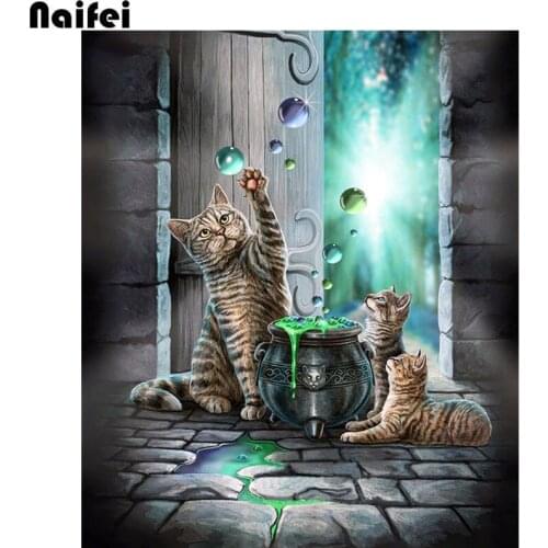 5D DIY Handmade full Diamond Painting Kits Three Cats Crystal Cross Stitch Embroidery Mosaic Arts Crafts Gift Home Wall Decor