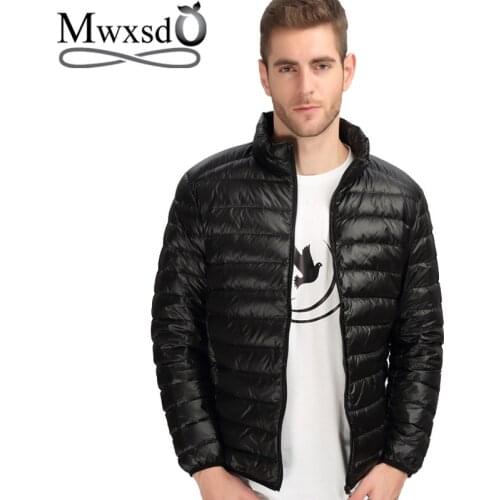 Mwxsd brand Autumn Winter mens Thin 90% White Duck Down Jacket Men Casual Ultralight Feather Jackets Coat Light weight 3xl 4xl
