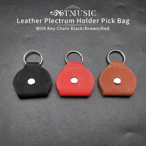 30 pcs guitar picks case coin purse Black Faux Leather Key Chain Style Guitar Picks Holder Plectrums