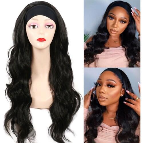 Loryana Long Wavy Headband Wig for Black Women None Replacement Body Wave Synthetic Headwraps Hair Wig 2021 New Fashion