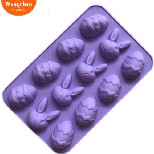 Eco-Friendly Silicone Easter Candy Molds Happy Easter Eggs Rabbits Fondant Mold Cake Decorating Tools Chocolate Gumpaste Molds