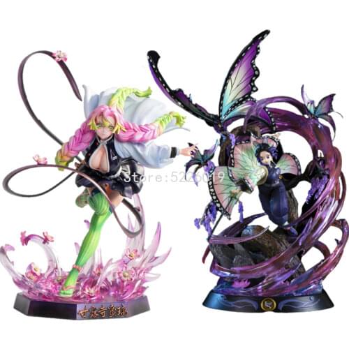 36cm Kimetsu No Yaiba Action Figure GK Kochou Shinobu Anime Figure Demon Slayer Kochou Shinobu Kamado Nezuko Figurine Model Toys