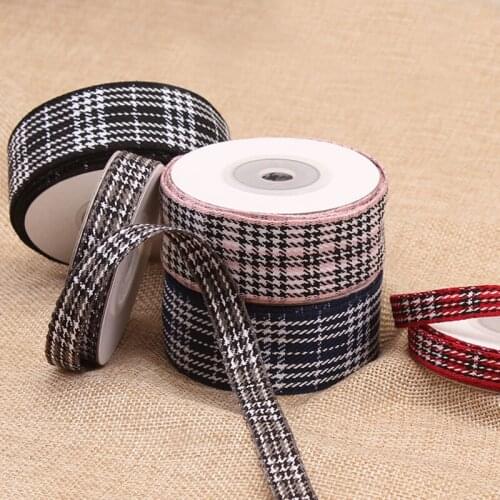 Hot sale (10mm 25mm) Organza silk ribbon printed grid ribbon DIY Home Decoration Gift Wrapping Christmas Ribbons 9meters/roll