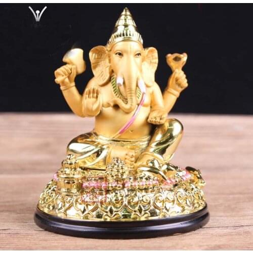 HOT SALE-- Greco-Buddhist HOME OFFICE Talisman efficacious family Protection # India, Thailand Gilding Ganesha Buddha statue