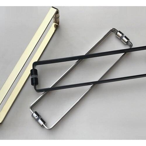 Chrome Black Gold Shower Glass Door Handle Back-to-Back Double 304 Stainless Steel Shower Room Bathroom Sliding Door Handle 440