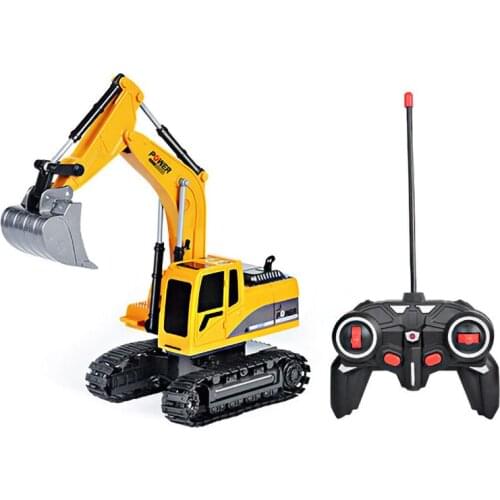 RC car toys 6 Channel 1:24 remote control excavator alloy Engineering vehicle LED lighting music 2.4GHZ gift for boys children