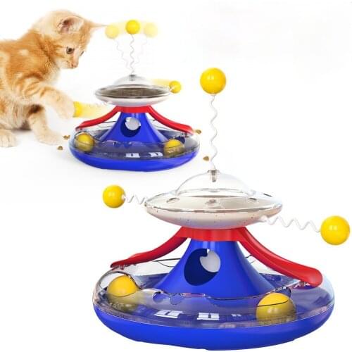 Interactive pet cat toy, funny cat spinning toy, cat playing teaser, mouse and mouse toy, electric play exercise toy, pet cat