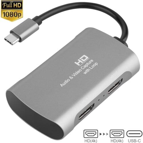 Audio Video Capture Card with Loop 4K 1080P Type C HDMI Game Capture Box Recorder Device Video Reliable Streaming Adapter For PC