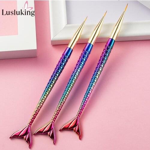 Nail Art Brush Liner Line Stripe Fish Tail Gradient Pen Design Tip Painting Drawing Manicure Acrylic UV Gel Polish Tool 7/9/11mm